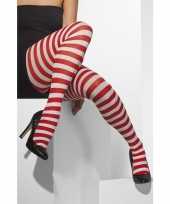 Panty rood met wit gestreept one size dames